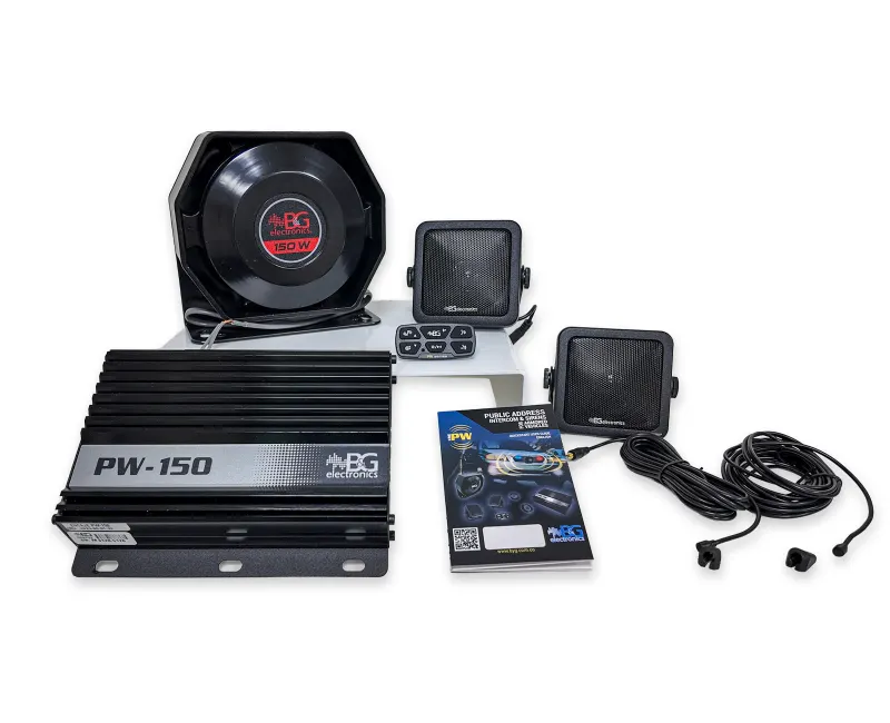 PW-150 | Intercomunicador, P.A. y sirena estéreo de 150W para vehículos blindados