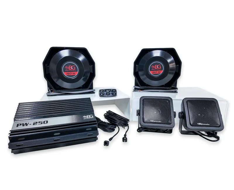 PW-250 | Sistema de intercomunicación, perifoneo y sirenas estéreo de 250W para vehículos blindados y tácticos